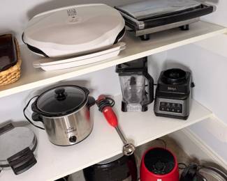 GeorgRival Crock-Pot, George Foreman & Panini Presses: Assorted small cooking appliances including slow cookers, indoor grills, and a sandwich press