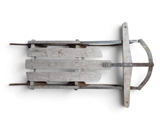 Vintage 40 Speedy Wood Snow Sled Toboggan w Metal Rails
