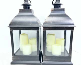 Black Brown Finish Decorative Lanterns w BuiltIn LED Candles