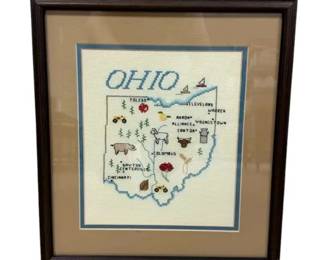 Ohio Needlepoint Art w Frame