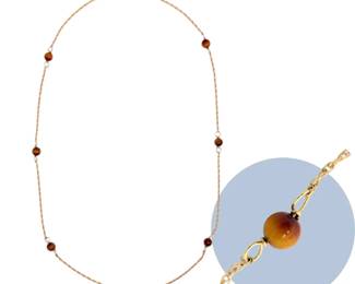 14k Gold Tigers Eye 15 Necklace 1.69g