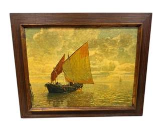 G. Schonlebers Fischerboot in Italienischer Lagune Print