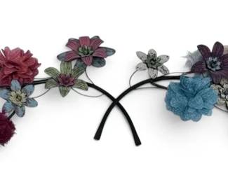 Rustic Floral Metal Fabric Wall Art