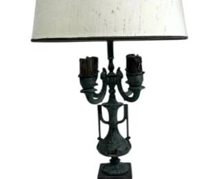 Vintage NeoClassical Style Cast Metal Candelabra Lamp