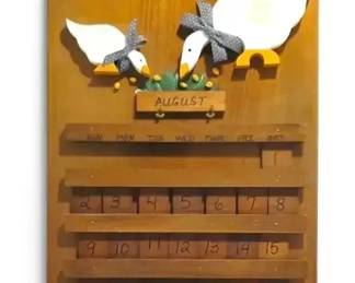 Vintage Wooden Country Geese Perpetual Wall Calendar