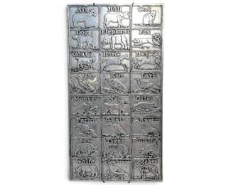 Pewter Alphabet Animals Wall Plaque