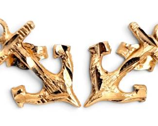 14k Gold Anchor Earrings 1g