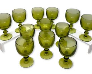 Olive Green 12 Wine Glass Cup Set