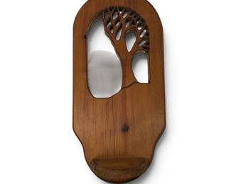 Hanging Wooden Mirror Wall Sconce with Tree Design