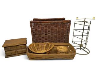 Wicker Baskets, Jewelry Box, Metal Display