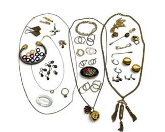 Gold Toned Jewelry Including Trifari A Micro Mosaic Trinket Box