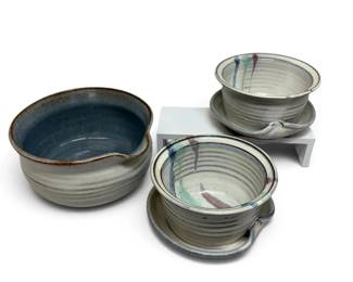 Handmade Serving Bowl Bowls w Catchers