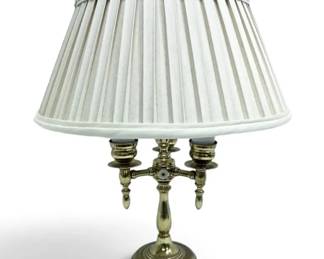 Polished Brass Bouillotte Style Three Bulb Table Lamp