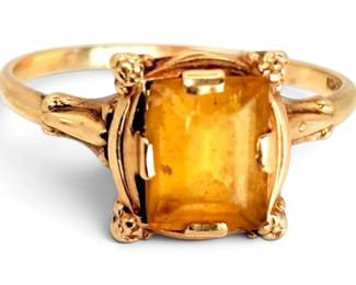 14k Gold  Citrine Ring  Size 7.5 1.64g