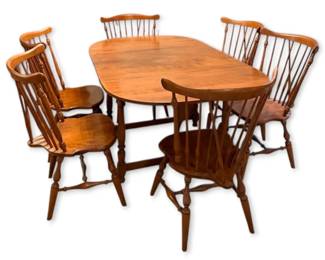 Ethan Allen Dining Table w 6 Spindle Back Chairs