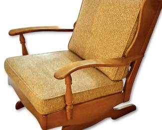 Wood Rocking Chair With Tweed Cushions