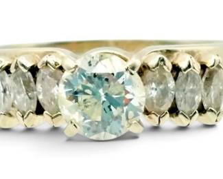 14k White Gold  Diamond Engagement Ring w Wedding Band 4.81g