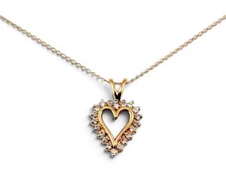 10k Gold Diamond Heart Necklace 1.89g