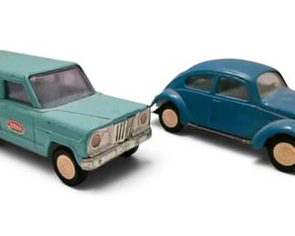 Vintage Tonka Pressed Steel Jeep Wagoneer  Tonka Pressed Steel VW Blue Beetle Bug