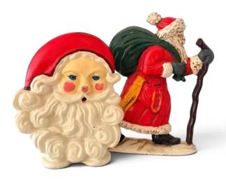 Pair of Cast Iron Santa Door Stops