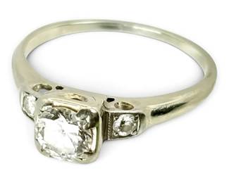 14k White Gold Diamond Ring  Size 6.5 2.35g