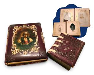 Antique Photo Albums w Tintypes  Cabinet Cards