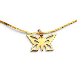 14k Gold Butterfly Necklace 2.12g