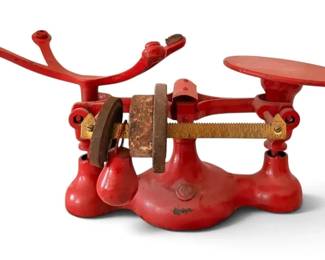 Vintage Red Metal Kitchen Scale