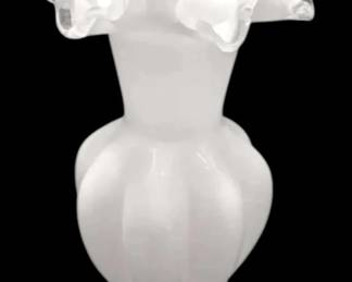 Fenton Silver Crest 8 Milk Glass Melon Vase