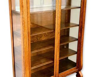 Superior Furniture Co. Glass  Oak Display Cabinet