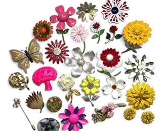 Colorful Flower Brooches Including Coro  Sarah Coventry