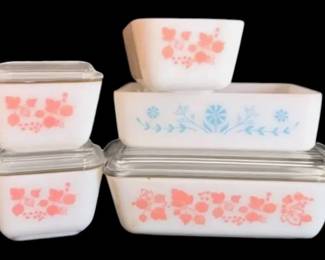 Pyrex Pink Gooseberry  Glasbake Refrigerator Dishes