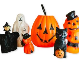 Vintage Empire Halloween Blow Molds, Candy Bucket,  More