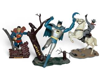 Vintage Batman, Superman,  Lone Ranger Plastic Statues