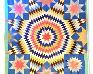 Vibrant Lone Star Patchwork Quilt 72 x 72 