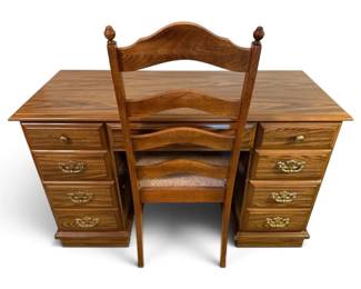 Colonial Style Wood Desk w Chair