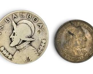1893 Colombian Half Dollar  1947 Panamanian Balboa