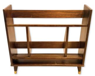 MidCentury Woiden Bookshelf With Brass Tip Feet