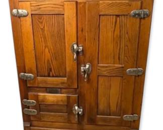 Vintage Oak Green Mountain Ice Box Cabinet