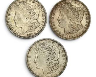 Three 1921 D Morgan Silver Dollars