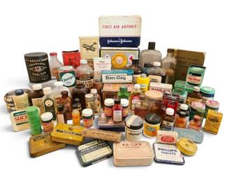 Vintage Advertising Tins  Bottles  Antiseptic, Vicks, First Aid,  More
