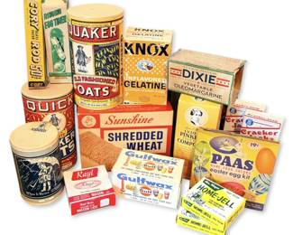 Vintage Paper Food Boxes  Shredded Wheat, Cracker Jack  More