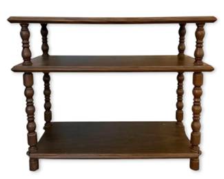 Vintage 3Tier Spindle Accent Shelf w WoodGrain Laminate Shelves