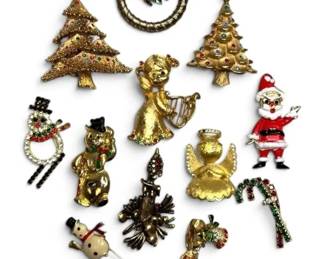 Gold Toned Christmas Brooches