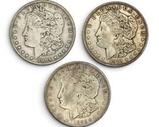 Three S Morgan Silver Dollars
