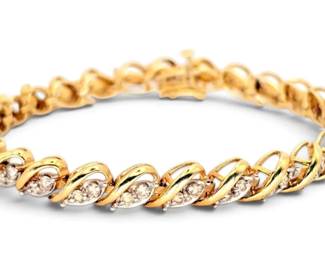 14k Gold  Diamond Tennis Bracelet 14.61g