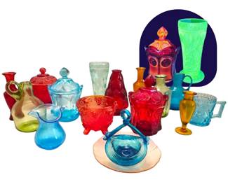 MultiColored Glass Candy Jars, Vases  More  2 Pieces GLOW