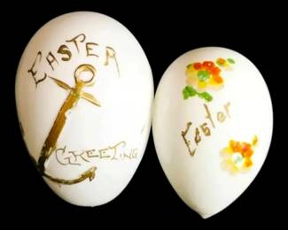 Antique Victorian HandBlown Milk Glass Easter Eggs