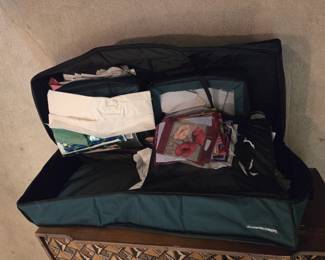 crafting storage bag with gift bags and cards