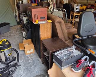 assorted items in garage